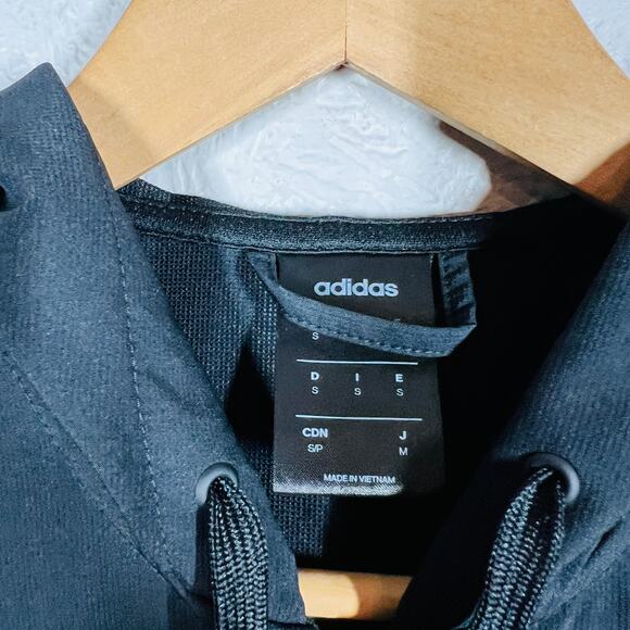 Adidas Lightly Ribbed Athletic Jacket Coat Colorblock Black White Full Zip - S - Picture 4 of 5